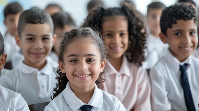 A school assembly where children are being educated about eye health, with teachers and healthcare professionals, celebrating World Sight Day. copy space for text, focus cover all adject, deep dept