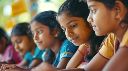 Group_of_young_Indian_girls_engaged_in_learning_at_school