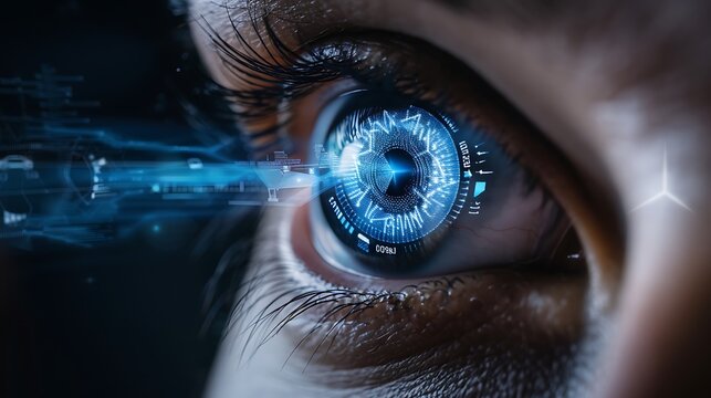 A professional presentation on eye health at a corporate event, with attendees paying attention and a World Sight Day banner on the stage. copy space for text, focus cover all adject, deep dept of