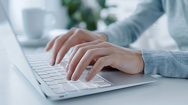 A photo of a person using a braille reader to access information, with a determined expression on their face. copy space for text, focus cover all adject, deep dept of field, nodust