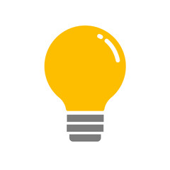 Yellow glowing light bulb - vector icon