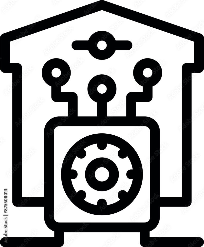 Poster simple icon of a smart home protection system controlling security settings