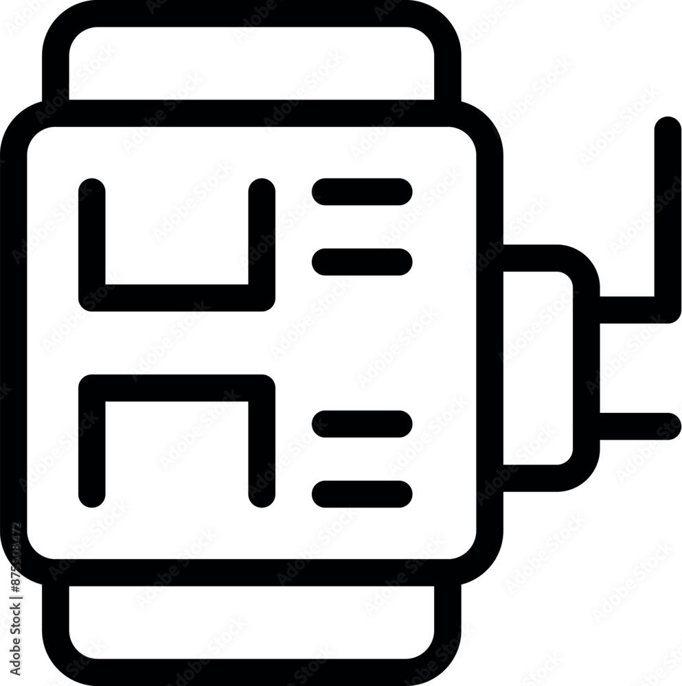 Poster electronic device showing an interface with buttons and an antenna, possibly a router or a futuristi