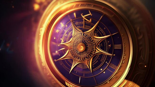 Vintage astrolabe with celestial background and cosmic elements