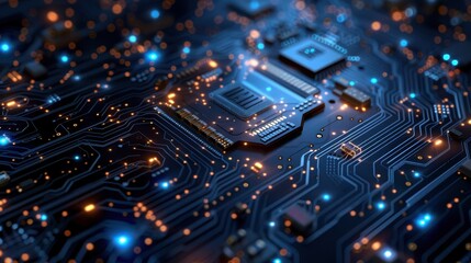 Obraz premium Glowing Circuit Board Representing the Future of Artificial Intelligence Technology. Generative AI