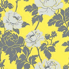 Intricate Floral Motif Grid Pattern with Nature-Inspired Theme