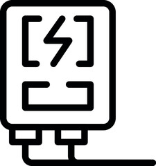 Black outline icon representing an electric meter, measuring electricity consumption