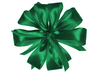 Green bow for decoration on isolated background