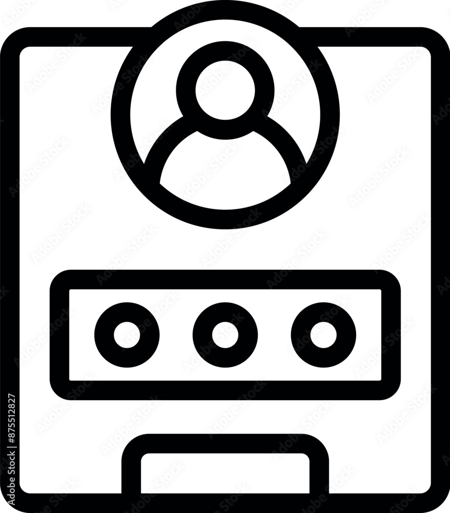 Poster simple line icon showing the concept of digital security with a login window, user icon, and passwor