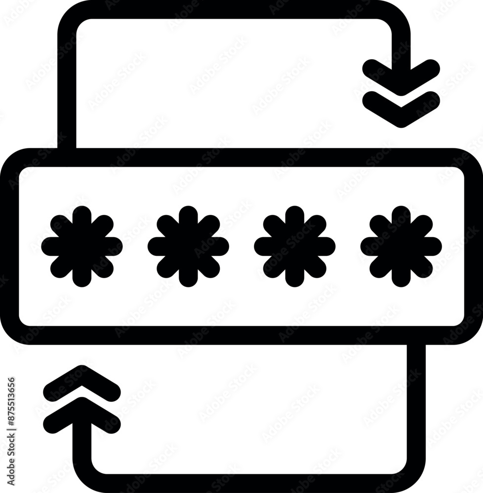 Poster simple icon depicting the uploading and downloading of encrypted data secured by a password