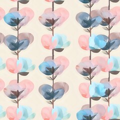 Obraz premium Bright and Bold Flower and Leaf Repeat Design