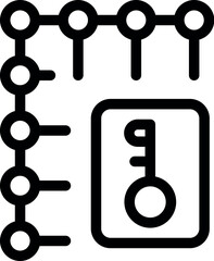 Line icon representing a key performance indicator with a key, illustrating the concept of unlocking success