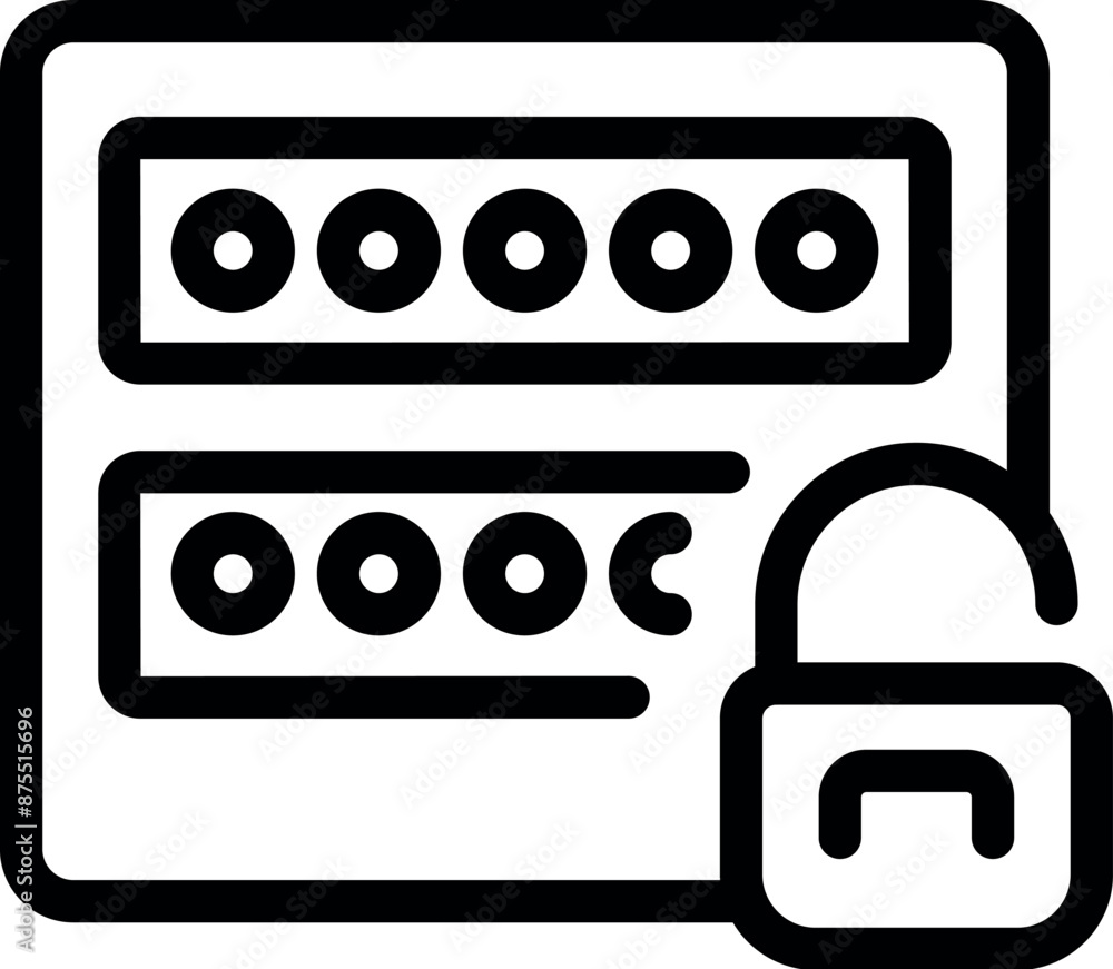 Poster padlock securing server data, symbolizing cybersecurity and data protection