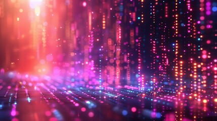 Fototapeta premium Abstract AI Technology Future Concept With Pink, Blue, and Orange Lights. Generative AI