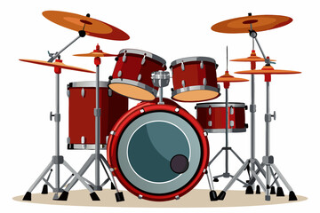 drum set-kit musical instruments stock vector