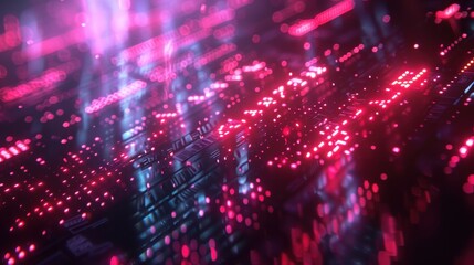 Futuristic AI Technology Concept With Pink and Blue Lights. Generative AI