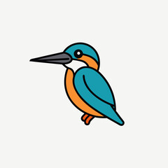 Common Kingfisher bird learns icon vector