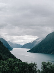 Gloomy Nordic fjords, Norway, Scandinavia