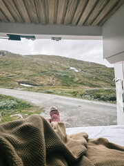 Vanlife view from the back of the van socks nomadic lifestyle