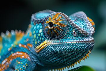 Fototapeta premium Chameleon in the wild. Beautiful extreme close-up.