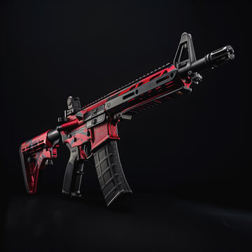 recommend clip art: M4 rifle with red and black color scheme and dark patterns