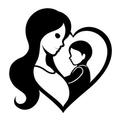 Mother Care Icon Heart Outline Vector Silhouette