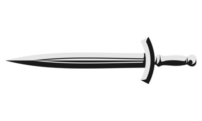 Vector silhouettes of flat-designed Arabian, pirate, and executioner swords isolated on a white background.