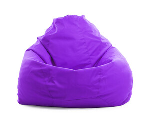 One purple bean bag chair isolated on white