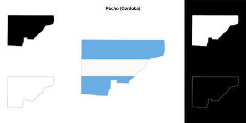 Pocho department (Cordoba) outline map set