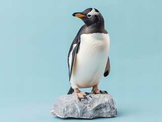 Naklejka premium penguin on the rocks isolated on blue