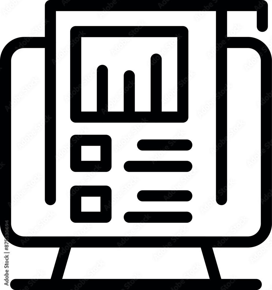 Poster computer screen displaying graphs and charts, symbolizing business analysis and data visualization