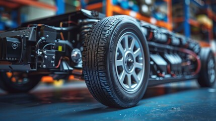 Fototapeta premium Cutting edge electric vehicle production for superior performance and efficiency