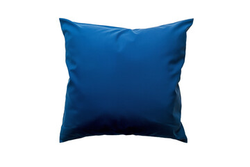 Modern dark blue pillow with a smooth texture, square-shaped and isolated on a transparent background. High-resolution image perfect for home decor projects