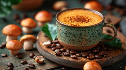 coffee beans and cup