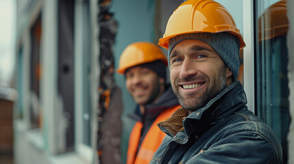 builders are installing windows