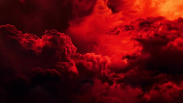 Fiery red storm clouds with dramatic lighting