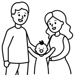 Mom and Dad Playing with Child silhouette vector illustration