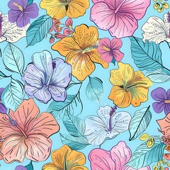 Charming Liberty Style Pastel Floral Artwork