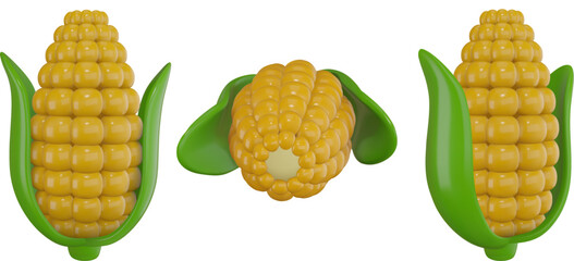 isolated 3d stylized corn cob