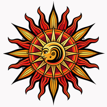 recommend clip art: Sun Tattoo Design in Vector Artistic Illustration