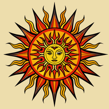 recommend clip art: Sun Tattoo Design in Vector Artistic Illustration