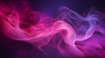 Abstract magenta coloured smoke on background, illuminated and glowing.