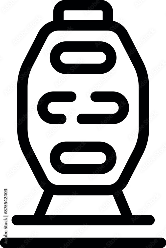 Poster front view of a futuristic train waggon standing on rails icon
