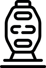 Front view of a futuristic train waggon standing on rails icon