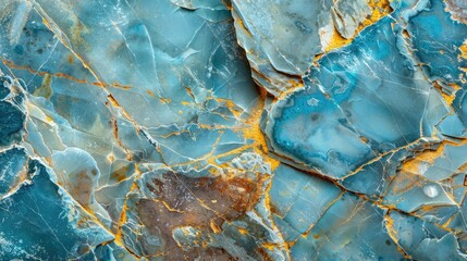 Fototapeta premium Blue aquamarine and yellow texture of stone background panorama
