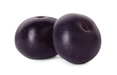 Fresh ripe acai berries isolated on white