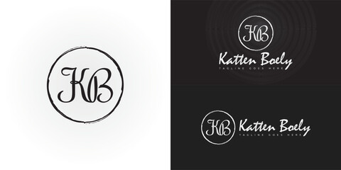 Abstract initial circle letters KB or BK logo in black color isolated on multiple background colors. The logo is suitable for personal branding logo vector design illustration inspiration templates.