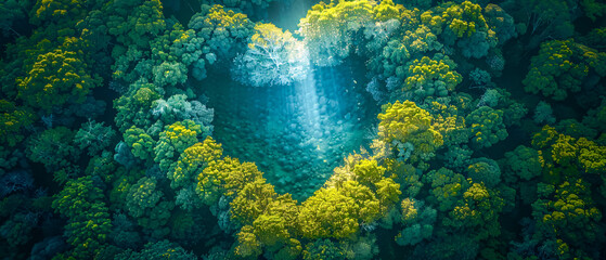 Fototapeta premium Heart-shaped island in a tropical sea, symbolizing romance, travel, and exotic destinations