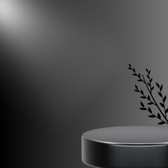 Black and silver White New luxury Product background  Post  light comes from top corner fall on product post base 