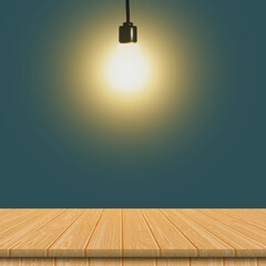 Bulb on top New product background for small products display post background with wooden product base 